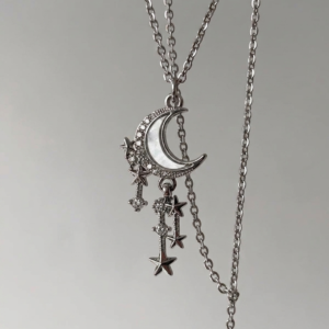White Moon charm with chain