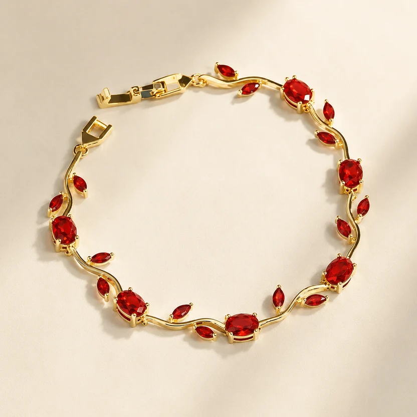 Tulip Bracelet - Gold Red