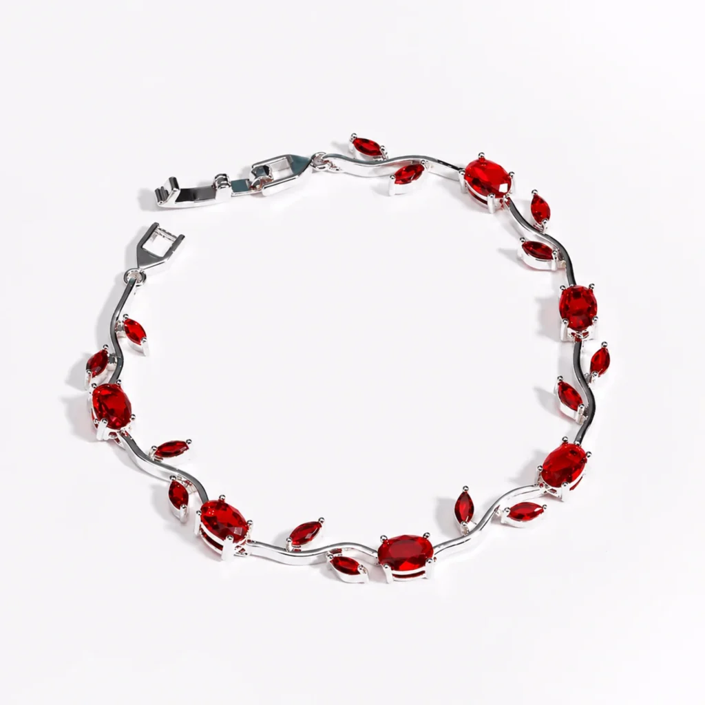 Tulip Bracelet - Silver Red