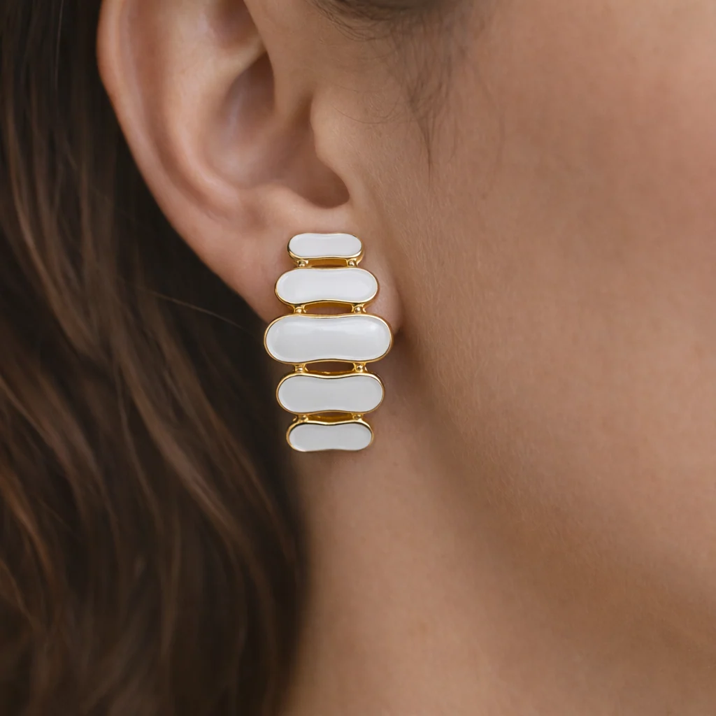 White Korean Earrin