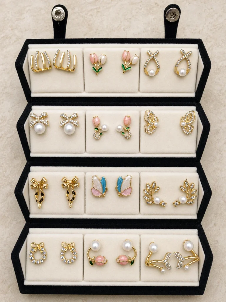 Trending 12 Pair Korean Earrings With (including trending flip box)