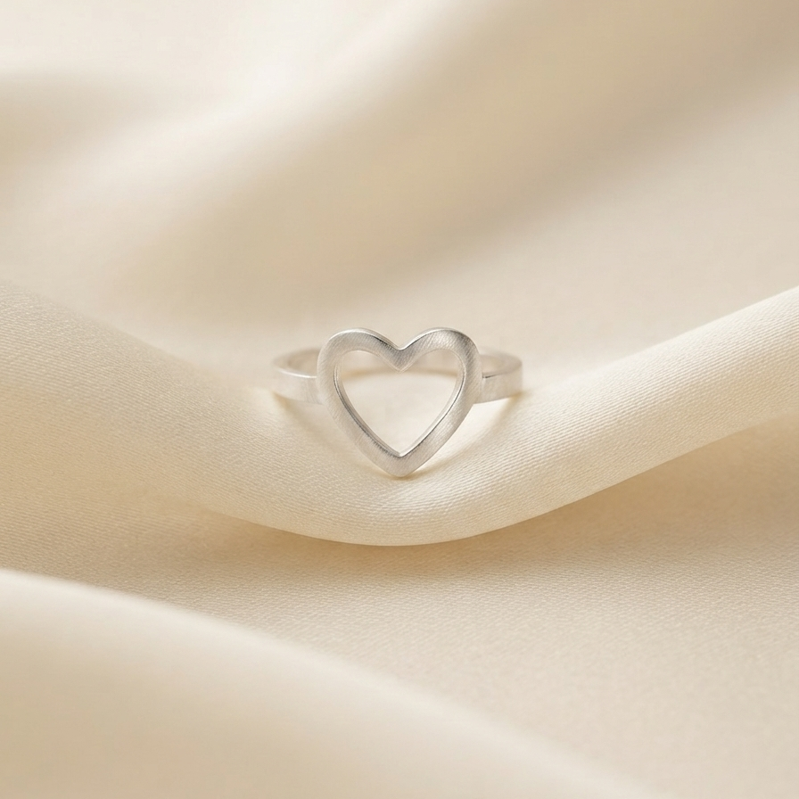 Brass Silver Heart Ring