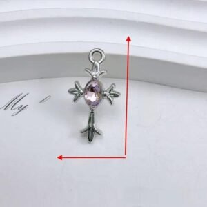 Baroque Style Cross Pendant in Natural Pink Alloy with Electroplated Finish Jewelry Accessories