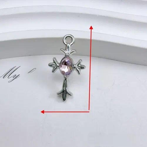 Baroque Style Cross Pendant in Natural Pink Alloy with Electroplated Finish Jewelry Accessories