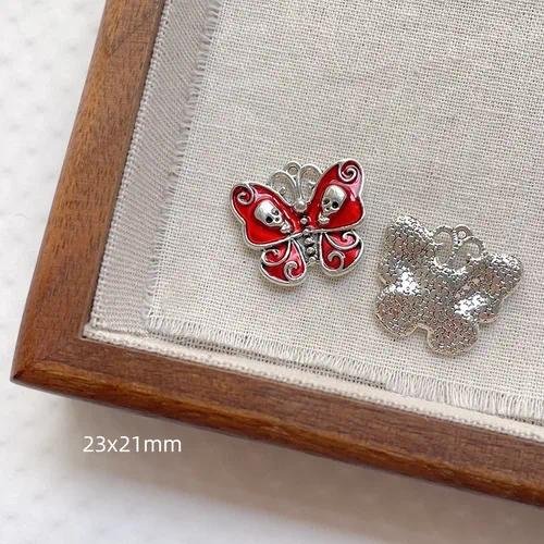 Sweet Cool Dark Style Heart Butterfly Hollow Handmade DIY Halloween Bat Pendant Jewelry Alloy Material Beads Accessories