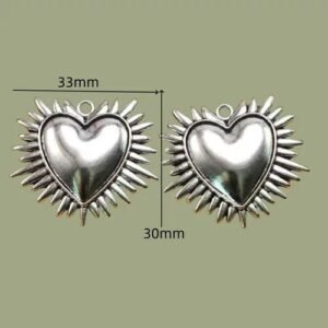 Retro 10 Styles Silver Plated Alloy Heart Pendant DIY Attracting Jewelry Craft Metal Accessories British Vintage Style Zinc Alloy