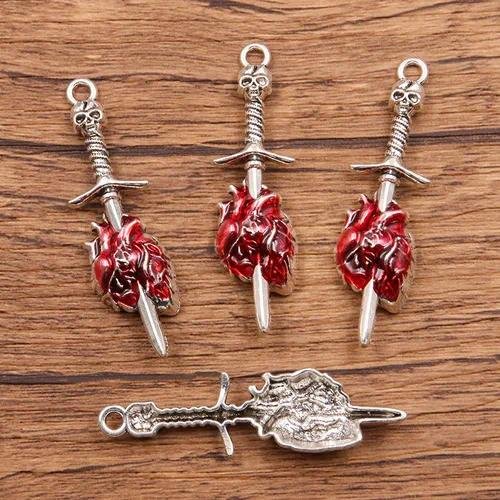 Retro Skull Head Alloy Pendant Necklace And Earring Set Five Styles Of  Personality Red Design Jewelry Accessories