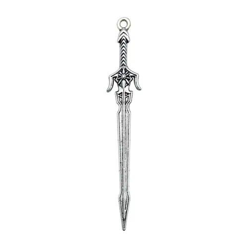 20 PCS Alloy Weapon Pendants with Electroplated Finish in Silver for Jewelry Making