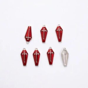 Retro Red Enamel Alloy Cross Pendant Jewelry Accessory for Halloween