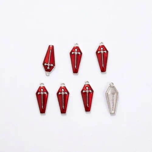 Retro Red Enamel Alloy Cross Pendant Jewelry Accessory for Halloween
