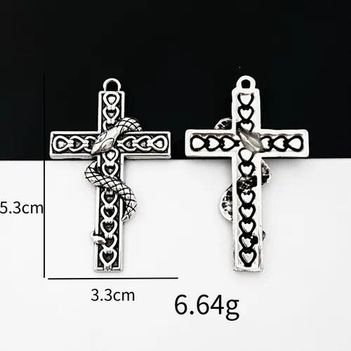 Vintage Style Cross Pendant in Alloy with Electroplated Finish for DIY Jewelry Making