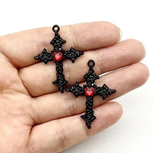 Love Heart Diamond Cross Alloy Jewelry Accessories Diy Pendant Necklace Earrings Keychain Drop Oil Alloy Neutral Style Totem Pattern