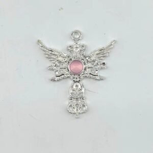 Wings Alloy Pendant with Resin Inlay, Electroplated Finish in Natural Pink, Simple Style Jewelry Accessories