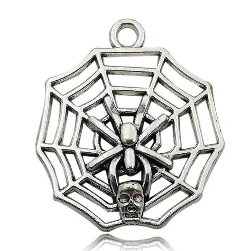Hot Selling DIY Vintage Zinc Alloy Jewelry Accessories 1 Spider Bat Skeleton Hand Necklace Pendant Charm Cartoon Style