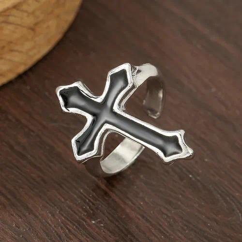 Hip-Hop Style Cross Open Ring For Unisex Featuring Electroplated Alloy Material