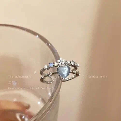 Elegant Classic Style Heart Shape Butterfly Alloy Plating Zircon Women's Open Rings