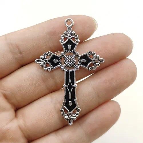 Gold Plated Zinc Alloy Cross Pendant, 1 Piece DIY Jewelry Accessory Featuring Electroplated Design