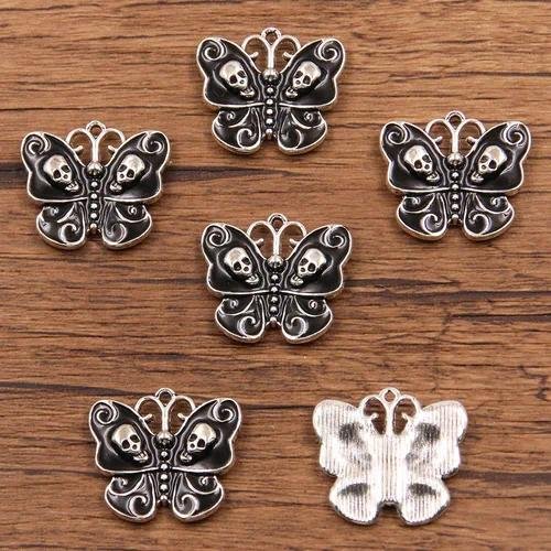 Butterfly Pendant Alloy Charms 6 Styles Animal Attraction Mystery Black Drip Oil Vintage Craft Jewelry Accessories
