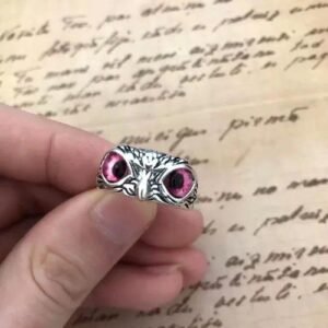 Vintage Style Owl Open Rings for Unisex Featuring Blue Alloy Design