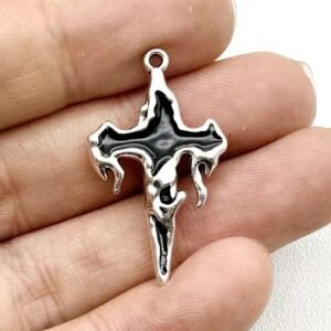 New Flame Zircon Cross Alloy Pendant DIY Handmade Earring Jewelry Necklace Accessories Materials Neutral Style Totem Pattern