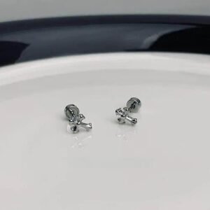 Cross Ear Cartilage Rings & Studs in Alloy with Electroplated Finish and Titanium Steel Posts, 1 Pair Flat Backs Stud Earrings