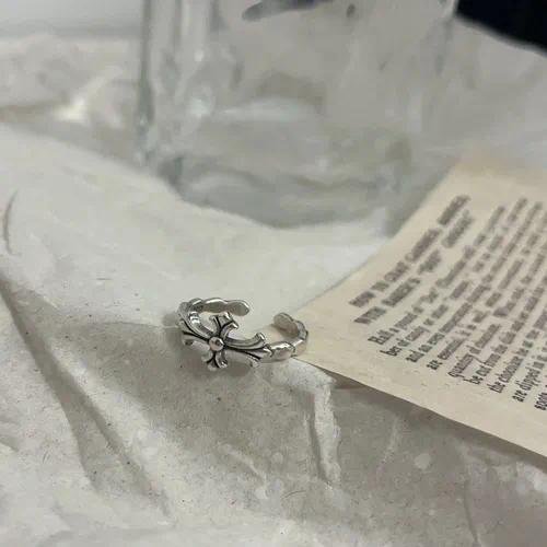 Gothic Cross Open Ring For Unisex Featuring Electroplated Alloy with Detailed Carving Craftsmanship