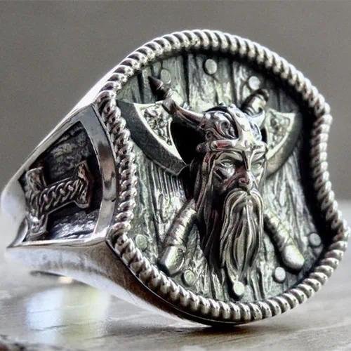 Vintage Viking Double Axe Ring Alloy Nordic Pirate Personality Match All Styles Men's Fashion Jewelry Accessories
