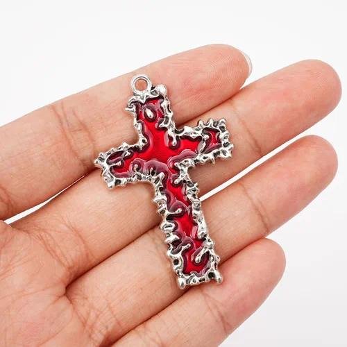 Alloy Cross Pendant with Enamel Craftsmanship in Natural Pink Jewelry Accessories