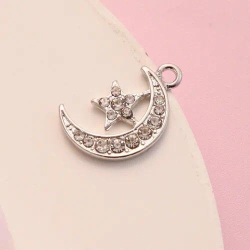 Handmade Hollow Star Moon Pendant DIY Alloy Bracelet Necklace Accessories Retro Design Zinc Alloy Filled Star Moon Jewelry Parts