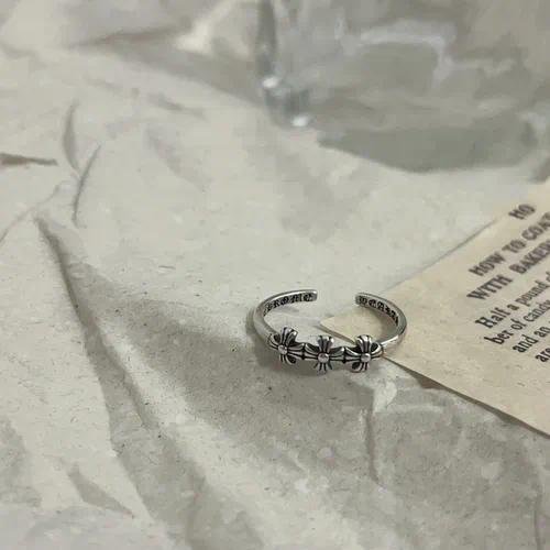 Gothic Cross Open Ring For Unisex Featuring Electroplated Alloy with Detailed Carving Craftsmanship
