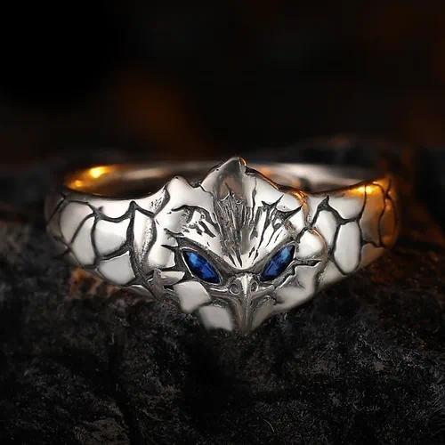 Vintage Silver Ring For Men Open Finger Ring Single Guy Fashion Jewelry Retro Alloy Animal Zodiac Pattern Cornered Square Grain