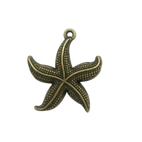 Ocean Alloy Pendant with Shell Inlay, Electroplated Finish in Cyan, Marine Style DIY Jewelry