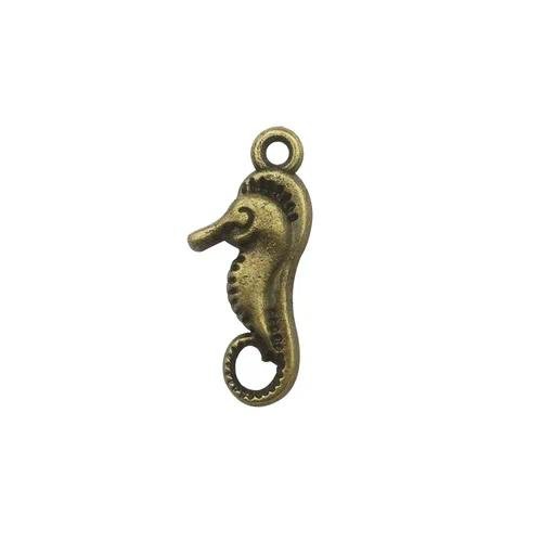 Ocean Alloy Pendant with Shell Inlay, Electroplated Finish in Cyan, Marine Style DIY Jewelry