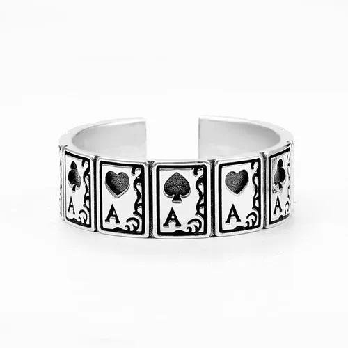 Geometric Chinoiserie Unisex Alloy Ring For 1 Piece Featuring Zircon Inlay Design