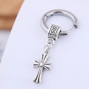 Unisex Hip-Hop Cross Earrings in 201 Stainless Steel Featuring Stone-Free Design