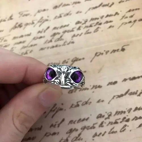 Vintage Style Owl Open Rings for Unisex Featuring Blue Alloy Design