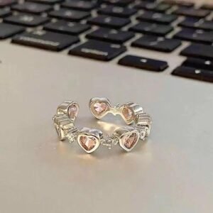 Girl's Heart Bursting Pink Love Ring Women's  Niche Advanced Opening Adjustable Diet Finger Ring Girlfriend Ring