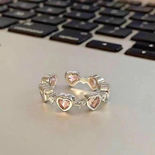 Girl's Heart Bursting Pink Love Ring Women's  Niche Advanced Opening Adjustable Diet Finger Ring Girlfriend Ring