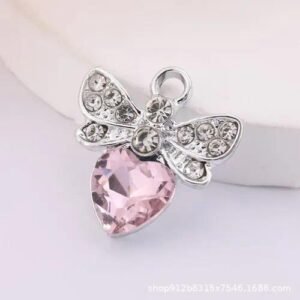 Pink Crystal Gem Pendant Geometric Simple Jewelry Accessories DIY Necklace Charm Silver Jewelry Fashionable Elegant Design