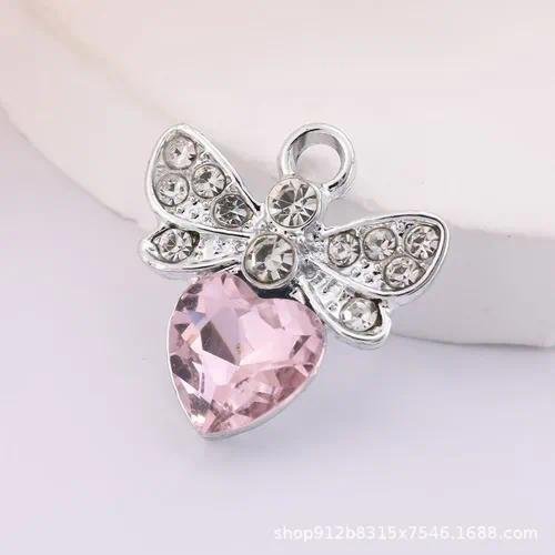 Pink Crystal Gem Pendant Geometric Simple Jewelry Accessories DIY Necklace Charm Silver Jewelry Fashionable Elegant Design