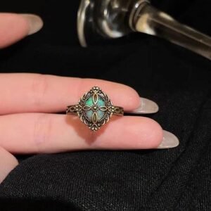 Butterfly Sunflower Open Ring Jewelry Unique Ring Alloy Material Glass Gemstone Designed for Women