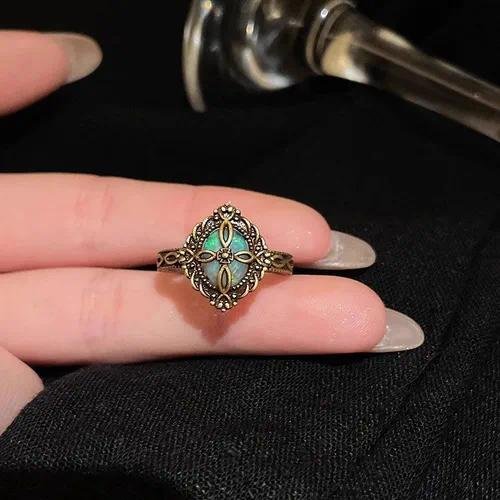Butterfly Sunflower Open Ring Jewelry Unique Ring Alloy Material Glass Gemstone Designed for Women