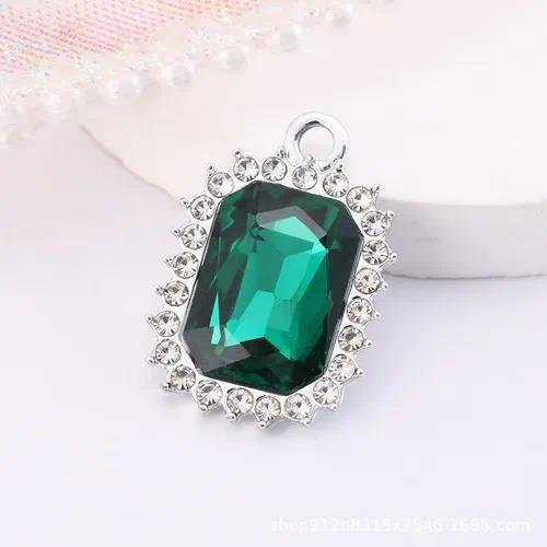 Pink Crystal Gem Pendant Geometric Simple Jewelry Accessories DIY Necklace Charm Silver Jewelry Fashionable Elegant Design