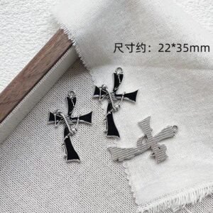 Dark Goth Wind Exaggerated Heart Cross Sword Pendant DIY Handmade Bracelet Beads of Necklace Accessories Material