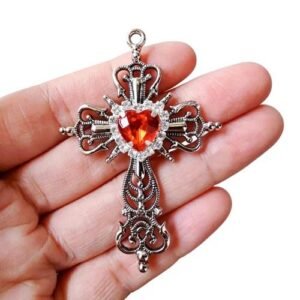 Simple Style Red Alloy Cross Pendant Featuring Electroplated Finish, Jewelry Accessories