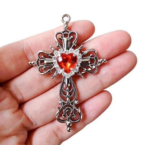 Simple Style Red Alloy Cross Pendant Featuring Electroplated Finish, Jewelry Accessories
