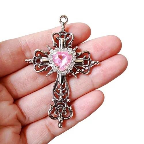 Simple Style Red Alloy Cross Pendant Featuring Electroplated Finish, Jewelry Accessories