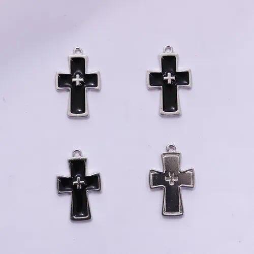 Cute Natural Pink Enamel Alloy Cross Pendant Jewelry Accessory