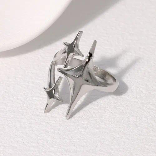 304 Stainless Steel Star PVD Coated Stone-Free Real Gold Plated Modern Style Simple Style IG Style Waterproof Non Tarnish Open Rings