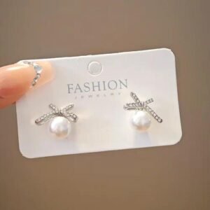 Simple Style Geometric Irregular Stud Earrings with Imitation Pearl for Women, 1 Pair